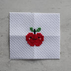 Kawaii Apple mini cross stitch kit by Marvling Bros