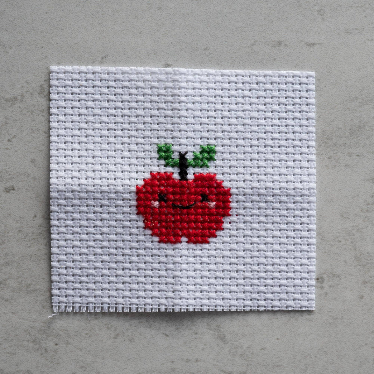 Kawaii Apple mini cross stitch kit by Marvling Bros