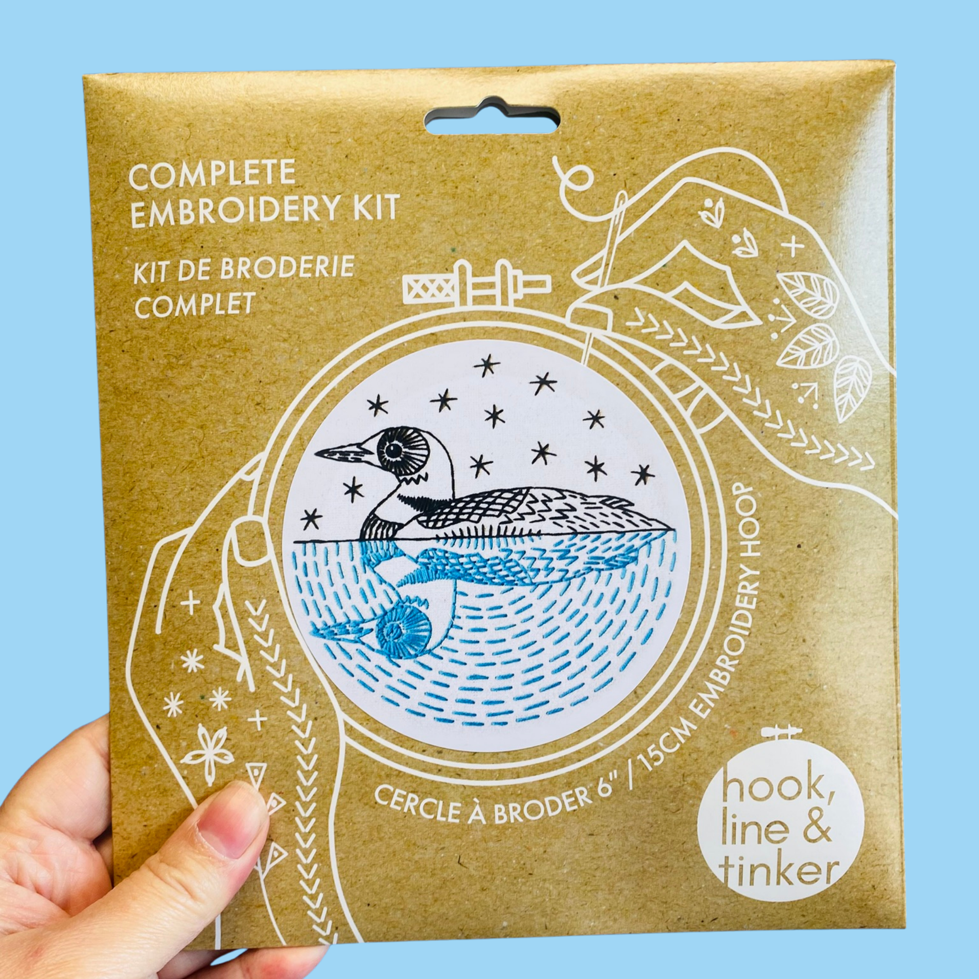 Loon complete embroidery kit by Hook, Line & Tinker
