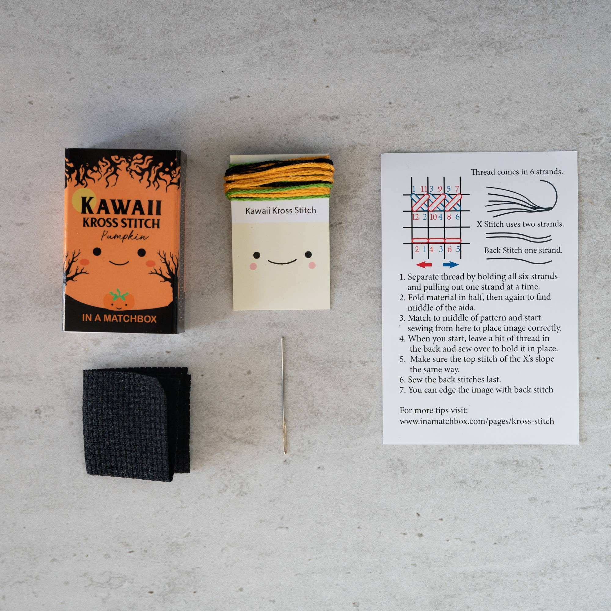 Kawaii Halloween Pumpkin mini cross stitch kit by Marvling Bros