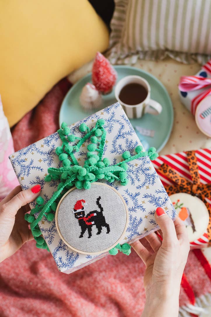 Christmas Cat Cross Stitch Kit by Cotton Clara