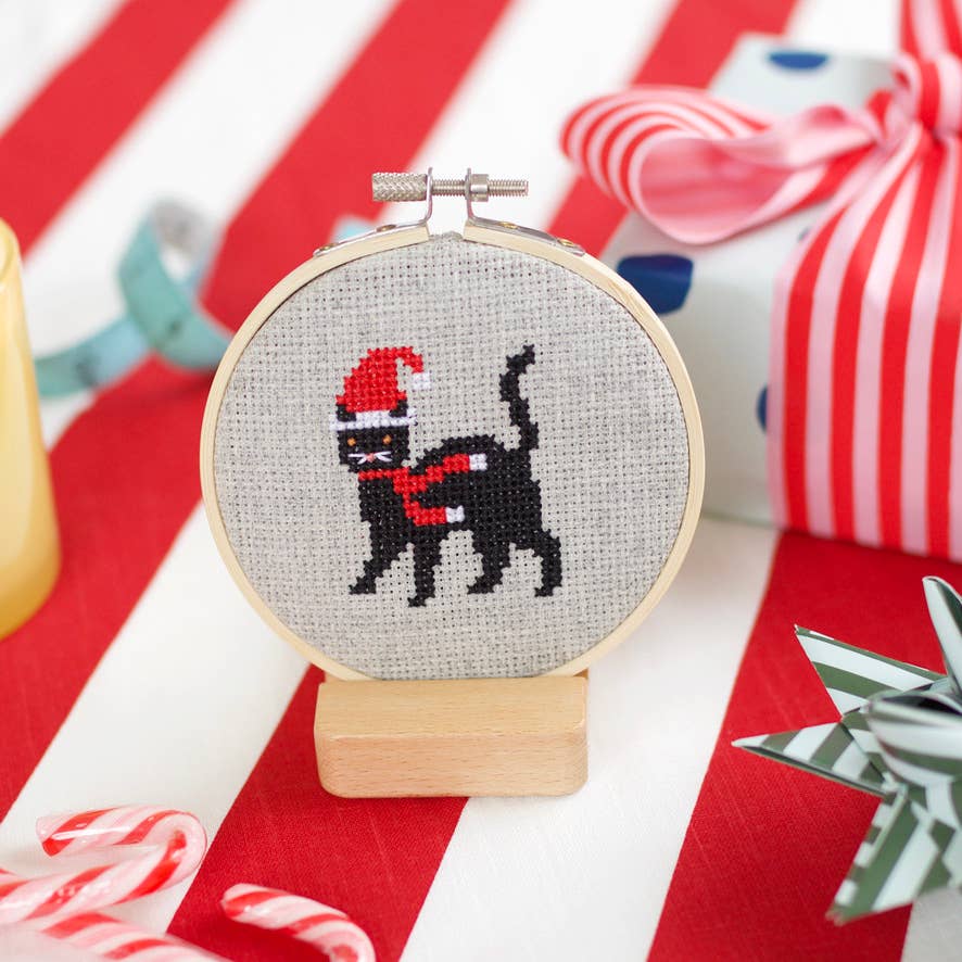 Christmas Cat Cross Stitch Kit by Cotton Clara