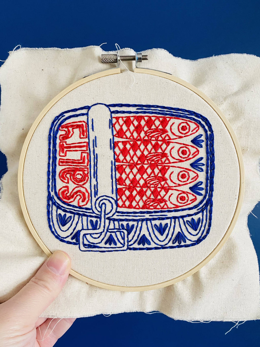 Sardines complete embroidery kit from The Stitch
