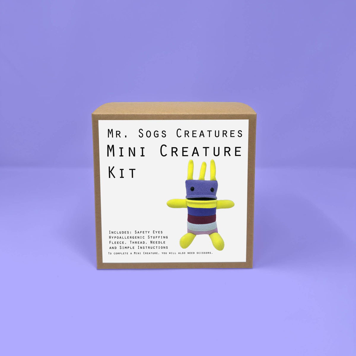 Mr. Sogs - Mini Creature DIY Plush Sewing Kit - Purple