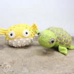 Bart Blowfish round knitted amigurumi soft toy