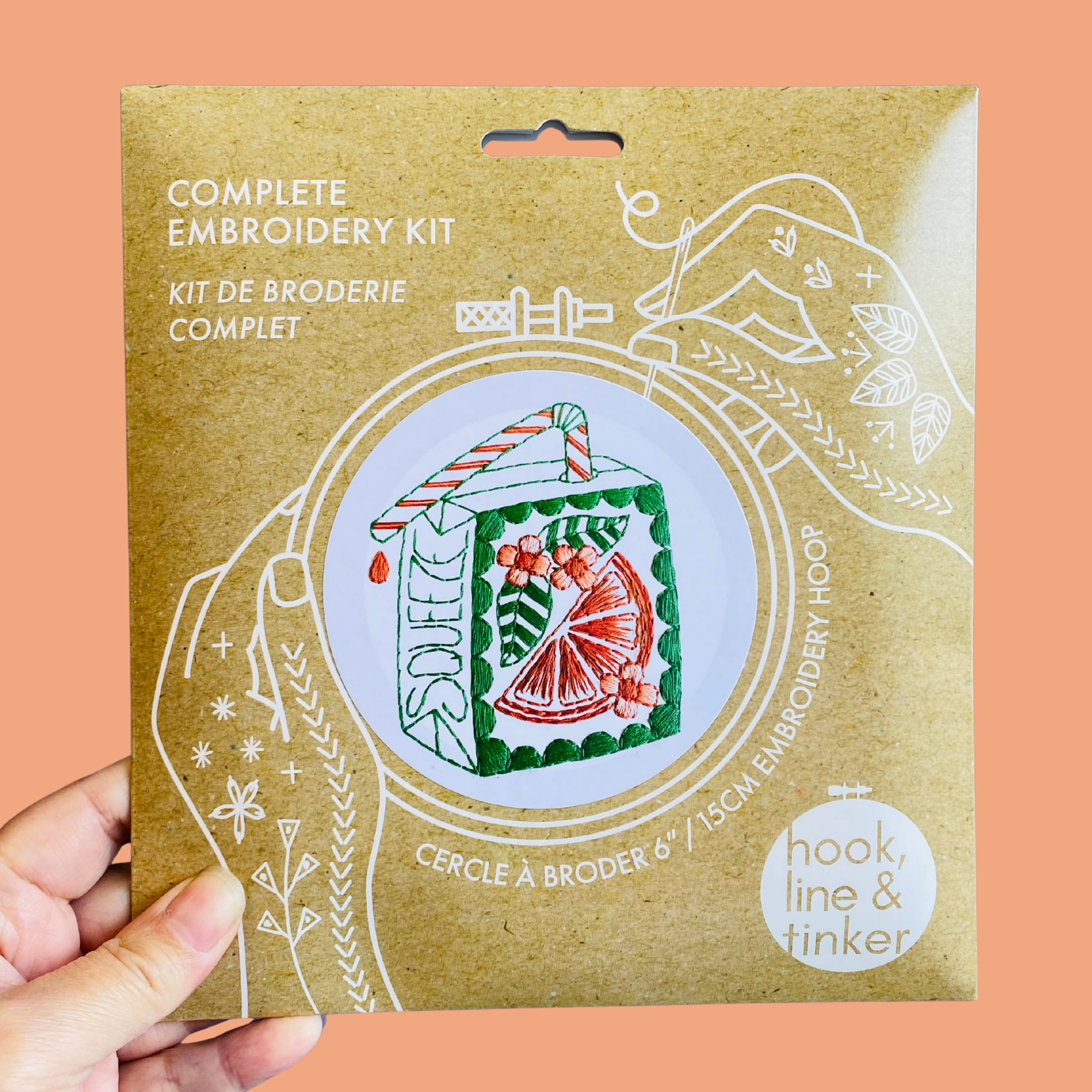 Orange Juice Box complete embroidery kit by Hook, Line & Tinker