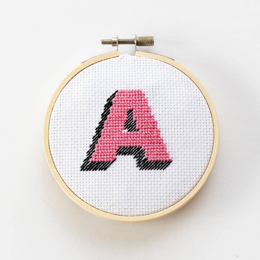 Drop Shadow Monogram Cross Stitch Kit by Cotton Clara