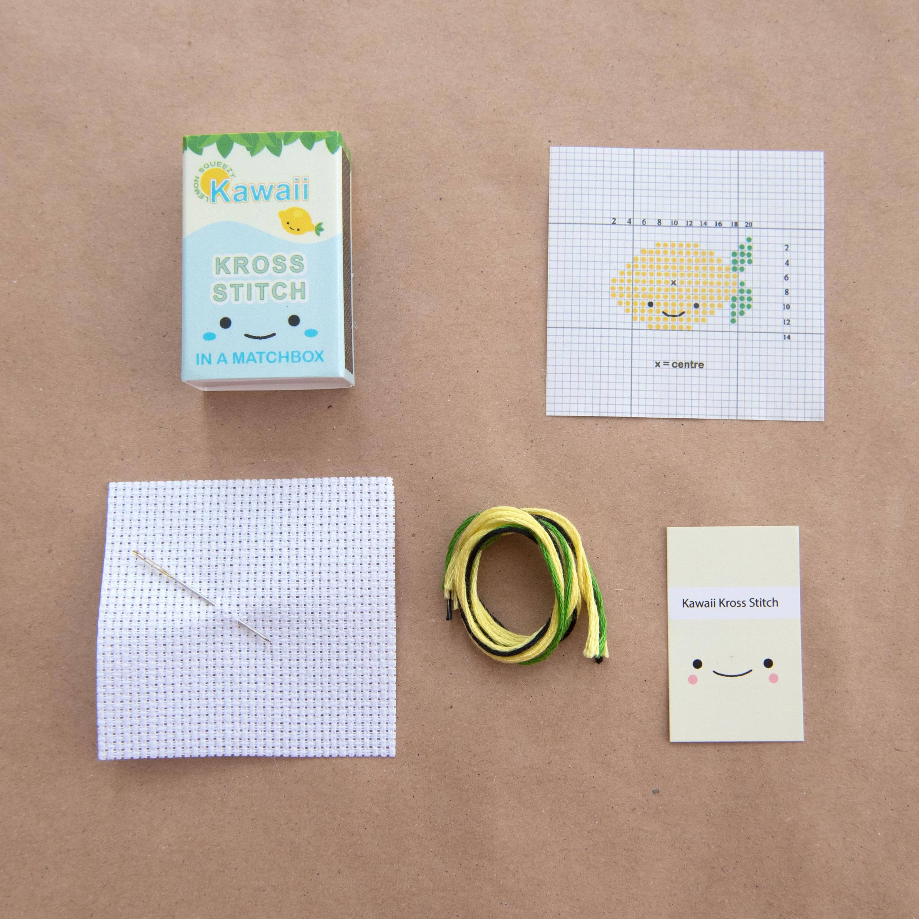 Kawaii Pineapple mini cross stitch kit by Marvling Bros