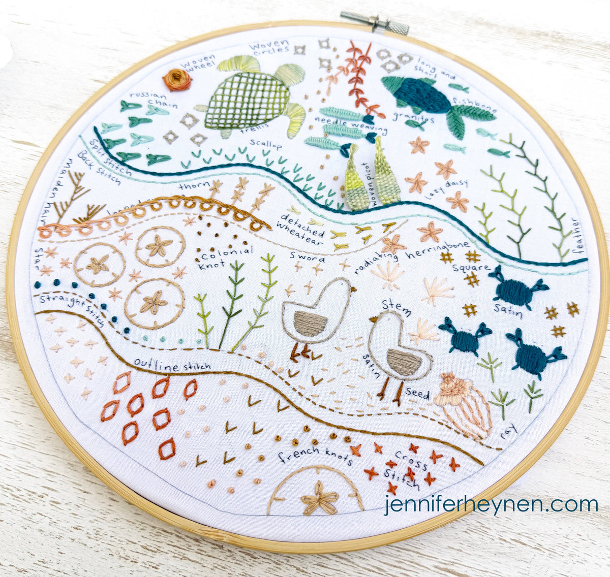 Shoreline Embroidery Sampler by Jennifer Heynen