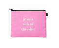 Je Suis Sick of This Shit project bag by Jennifer Vallez in pink laminated RPET