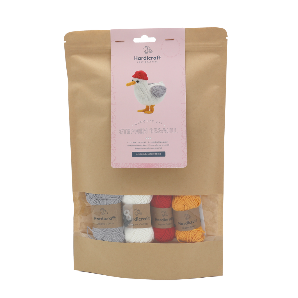 Stephen seagull crochet kit, made in the Netherlands