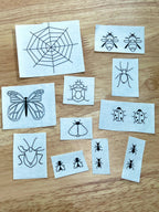 Wash away insect embroidery transfers designed by Wrenbird Arts