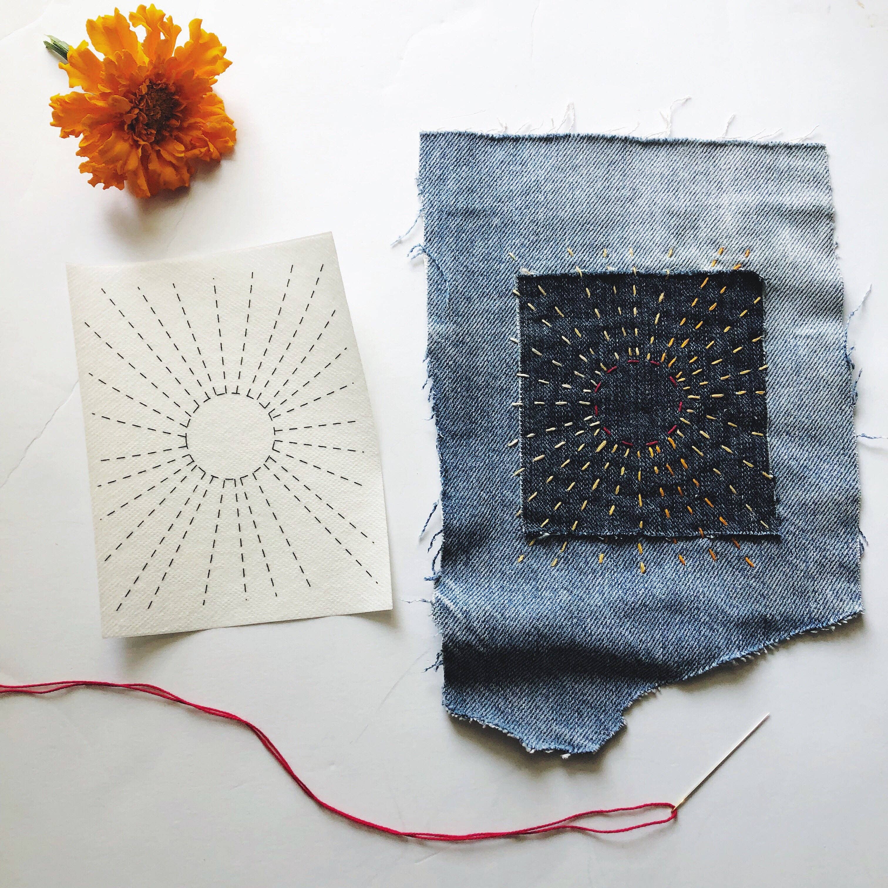 The Sun mending transfer from Wrenbird Arts Set #2