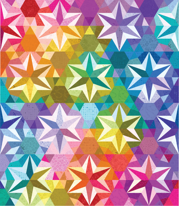 Stellara quilt pattern illustration by Nydia Kehnle