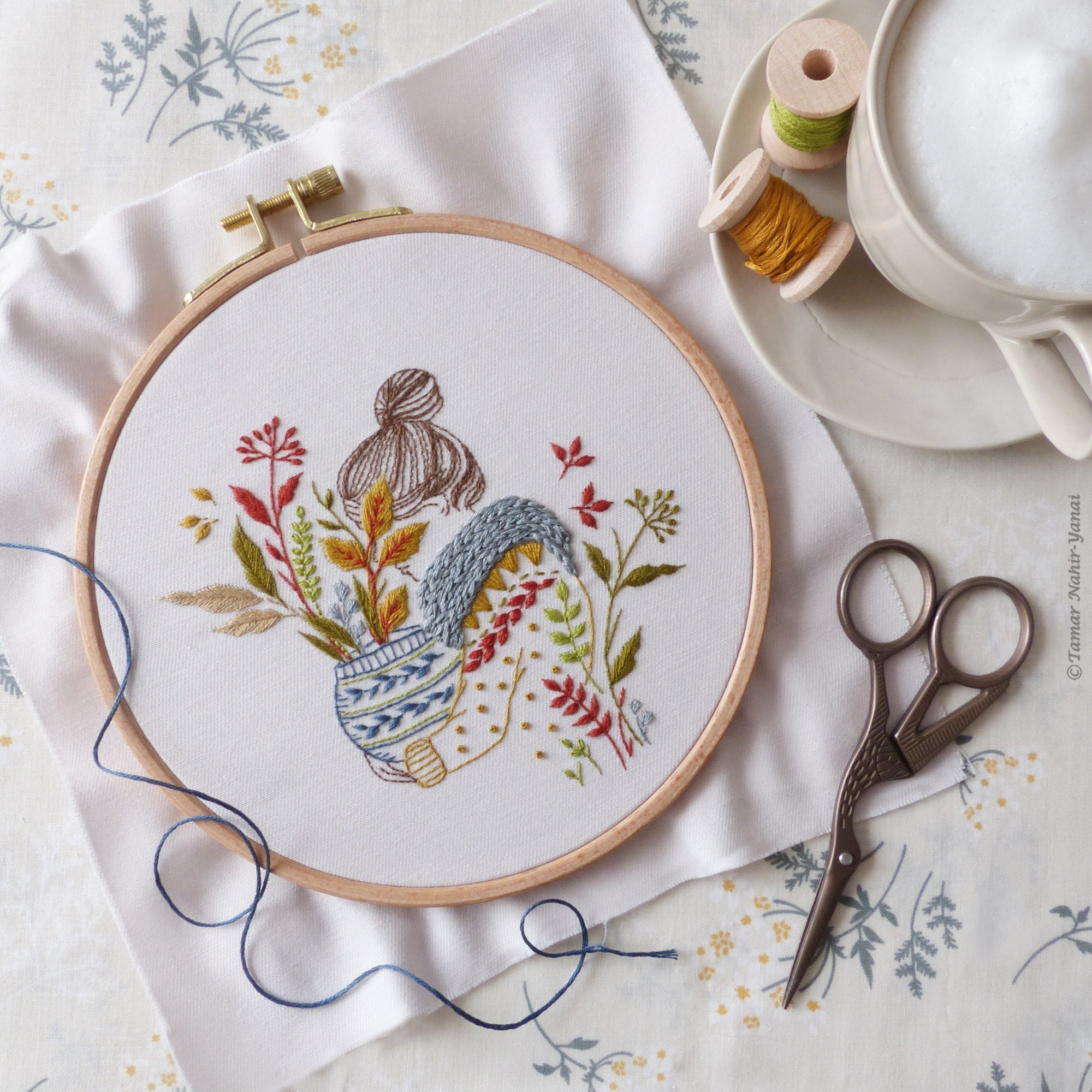 Autumn Lady embroidery kit by Tamar Nahir-Yanai