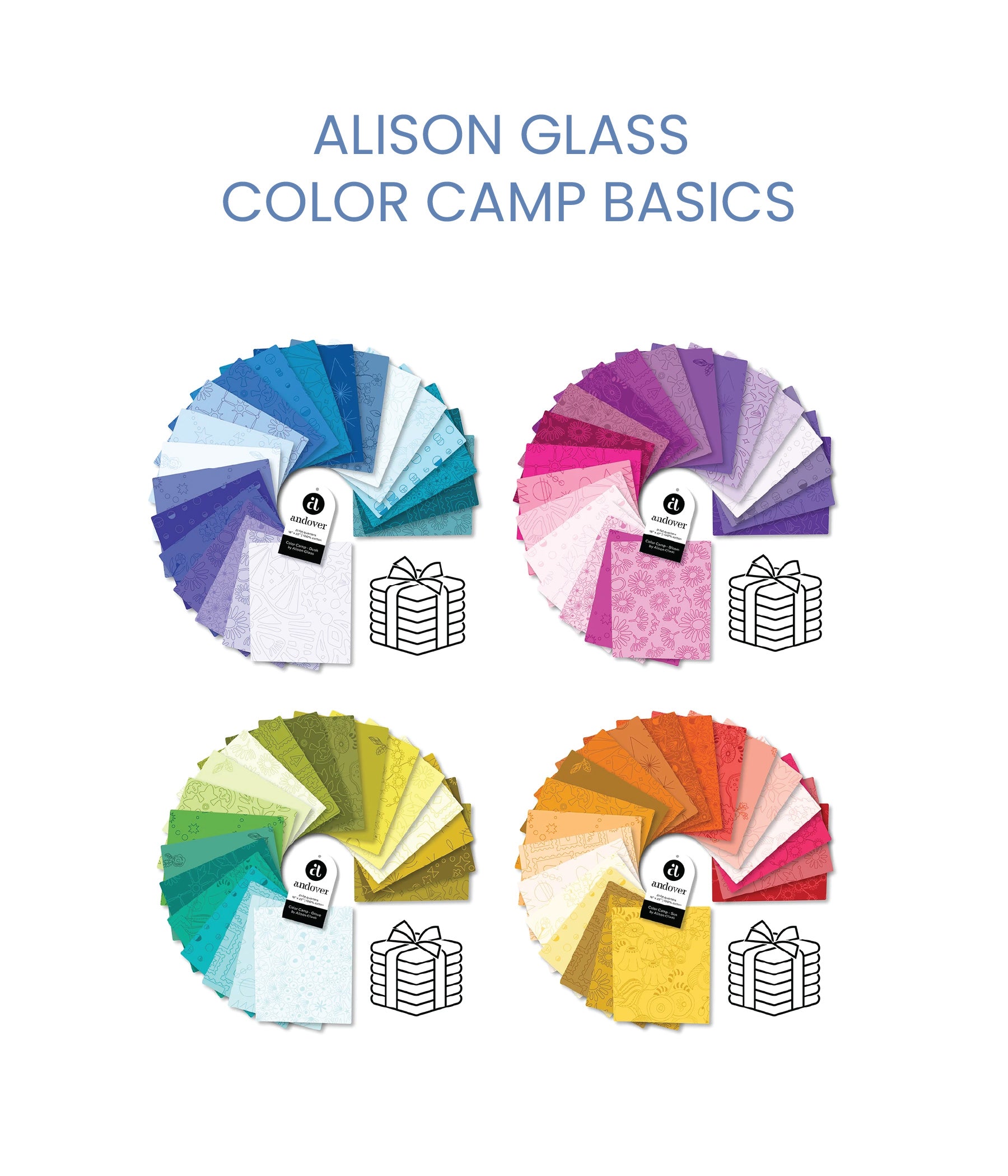 Alison Glass Color Camp Basics complete fat eighth bundle, 84 fabrics