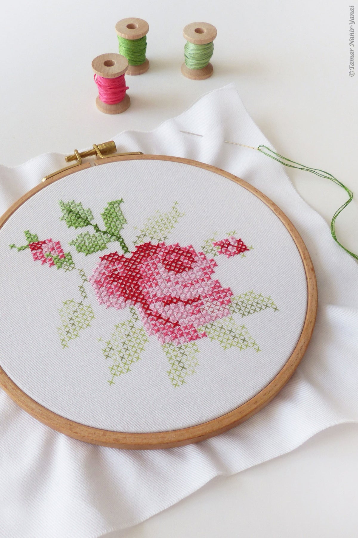 Cross Stitch Rose embroidery kit by Tamar Nahir-Yanai
