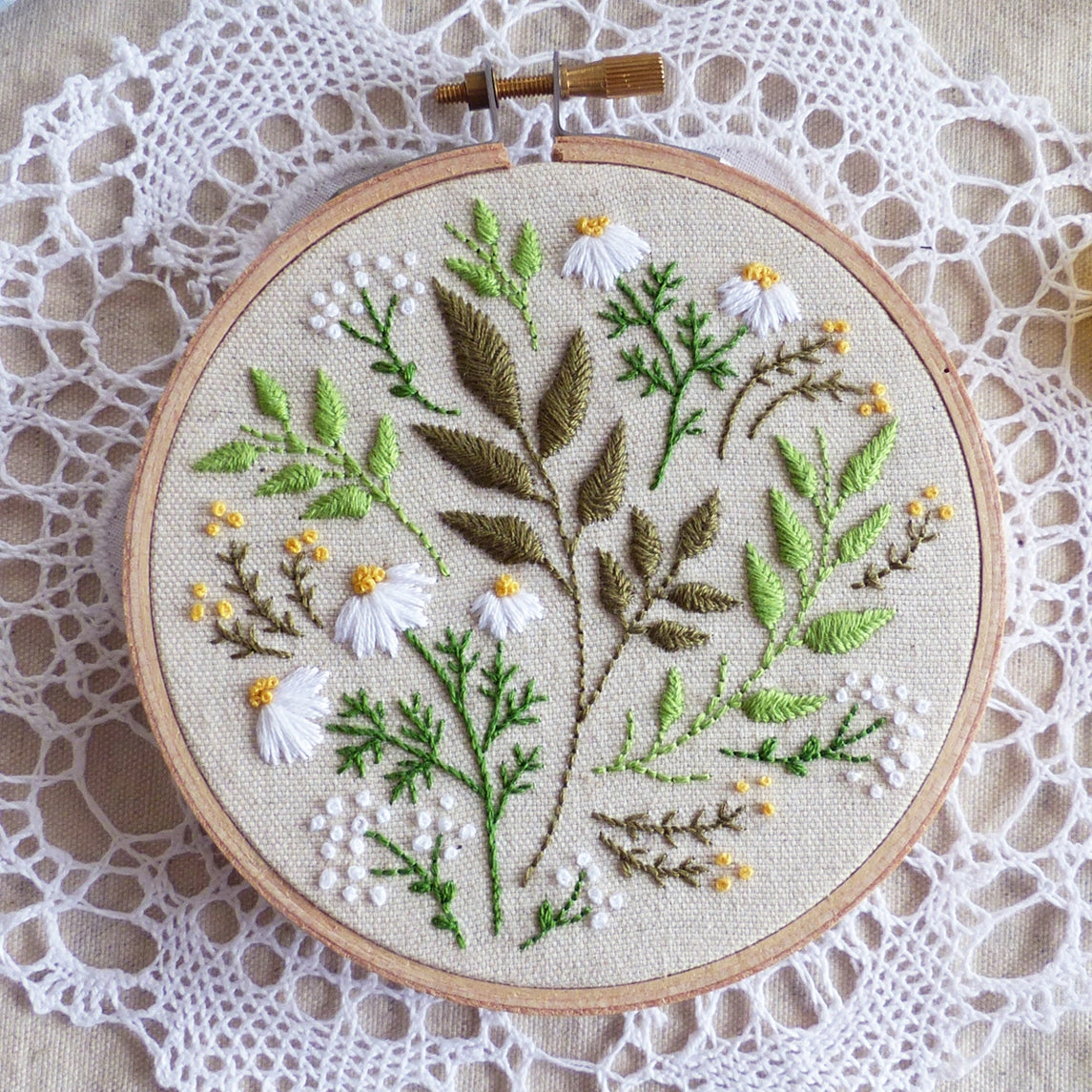 Green Leaves embroidery kit by Tamar Nahir-Yanai