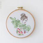Monstera Monkey Lady embroidery kit by Tamar Nahir-Yanai