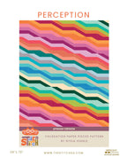 Perception Afghan quilt pattern cover, foundation paper pieced stripes in retro colors