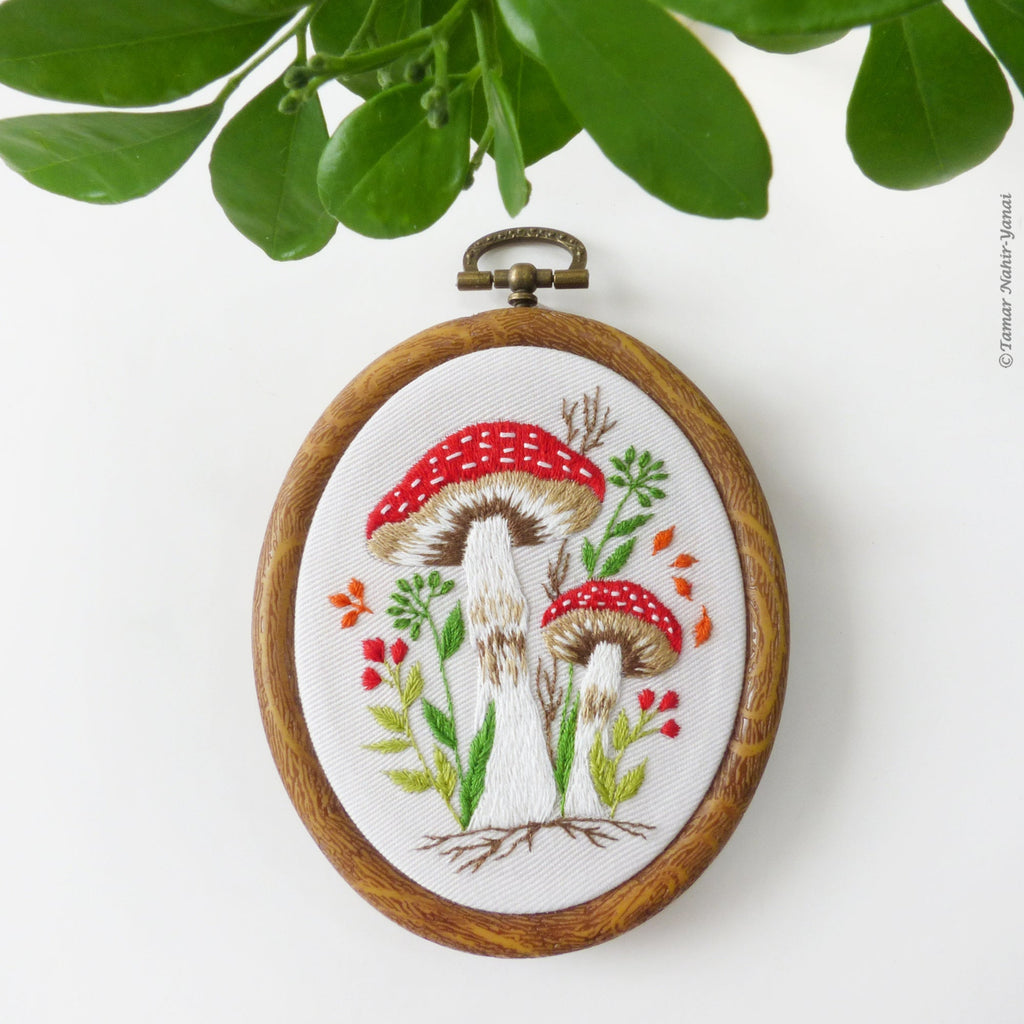 Tiny Mushrooms embroidery kit by Tamar Nahir-Yanai