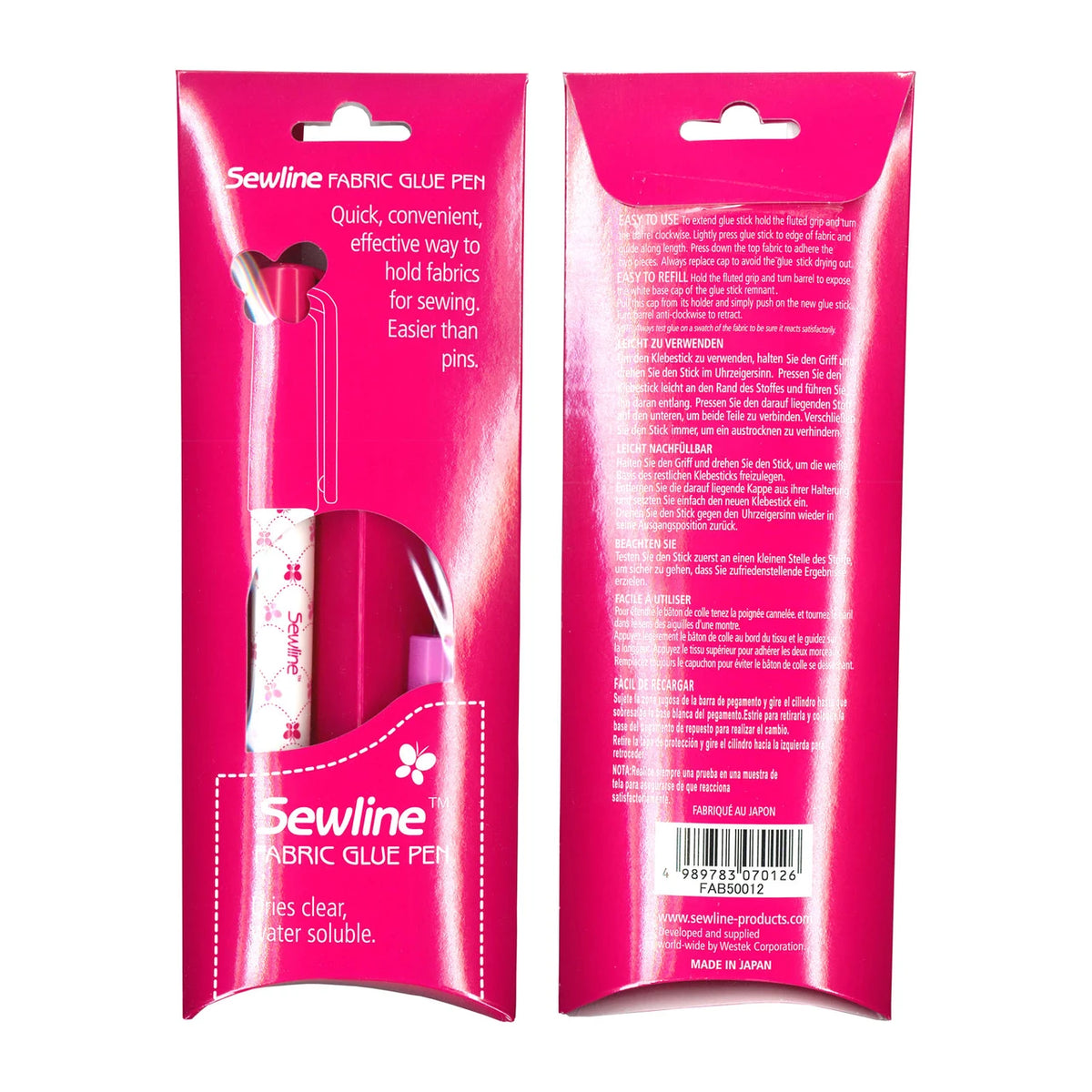 Sewline blue water soluble fabric glue pen, refillable