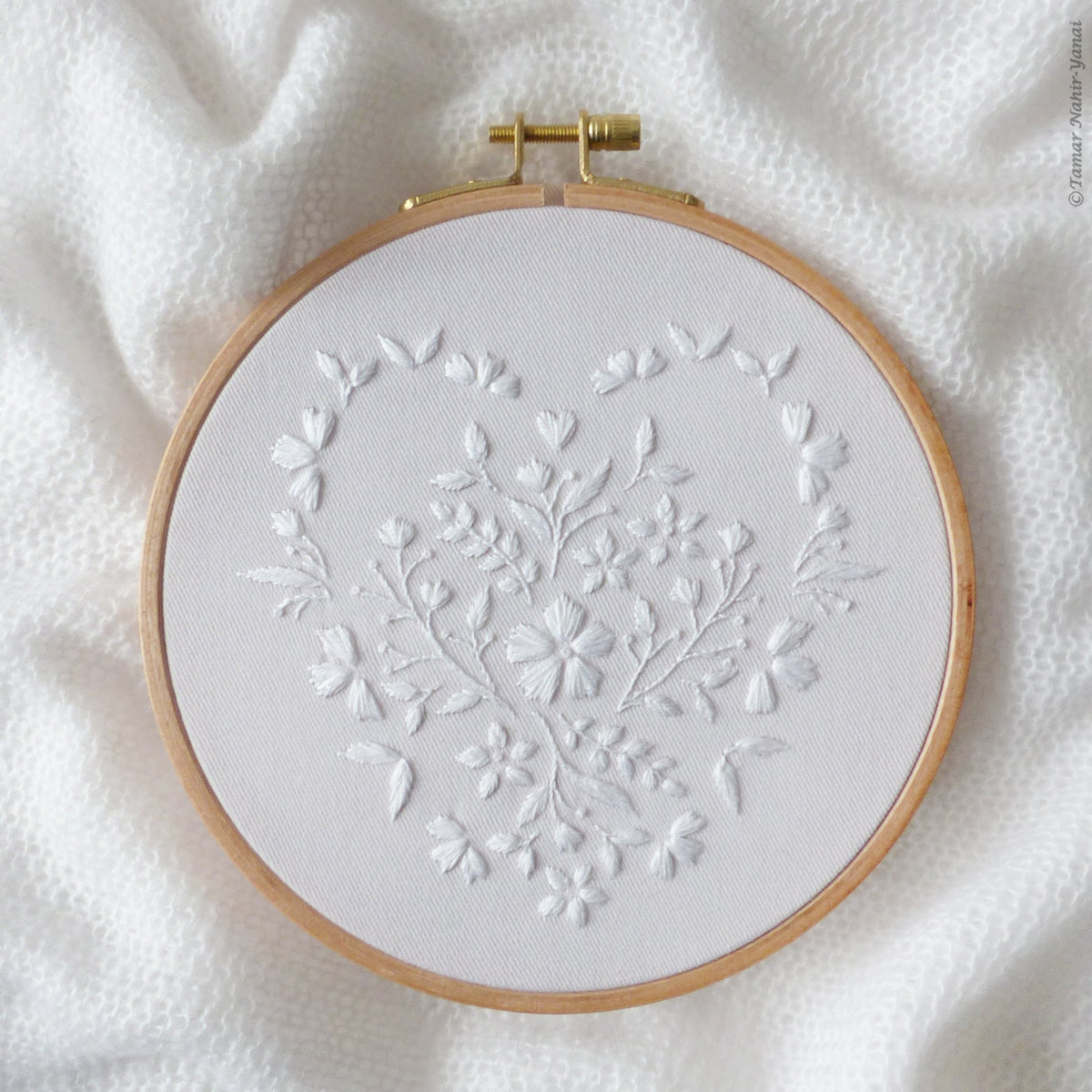 White Heart embroidery kit by Tamar Nahir-Yanai