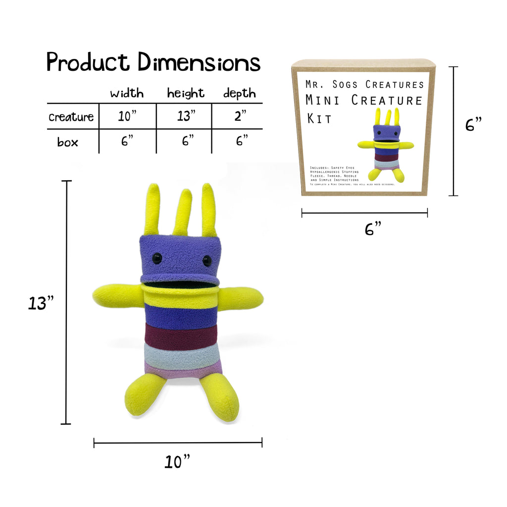 Mr. Sogs - Mini Creature DIY Plush Sewing Kit - Purple