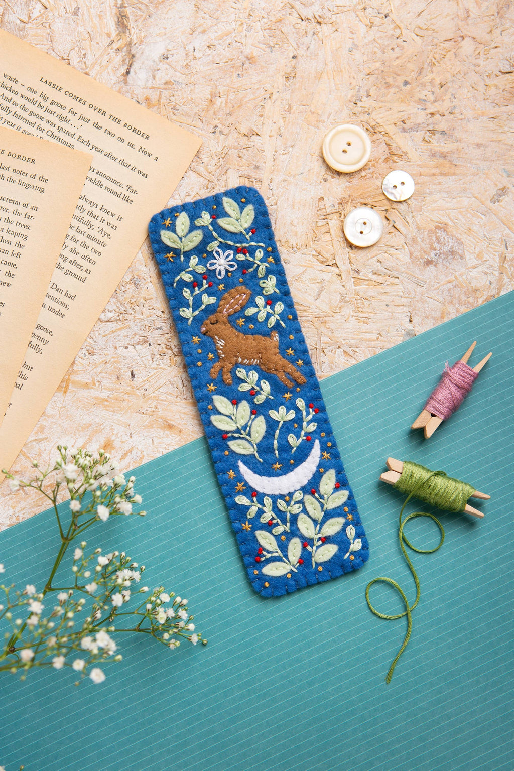 Hare Bookmark felt craft kit box
