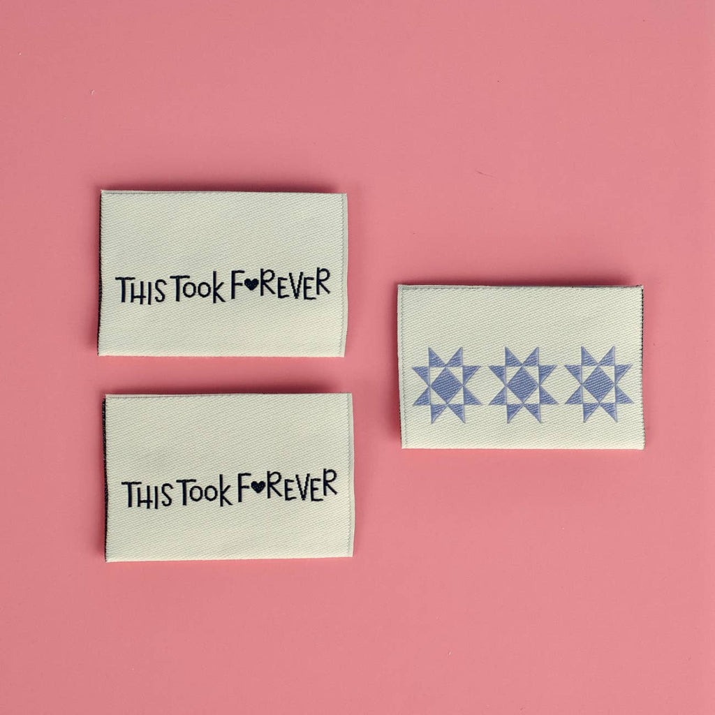 This Took Forever reversible woven sew-in label