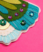 Blue moth felt ornament detail