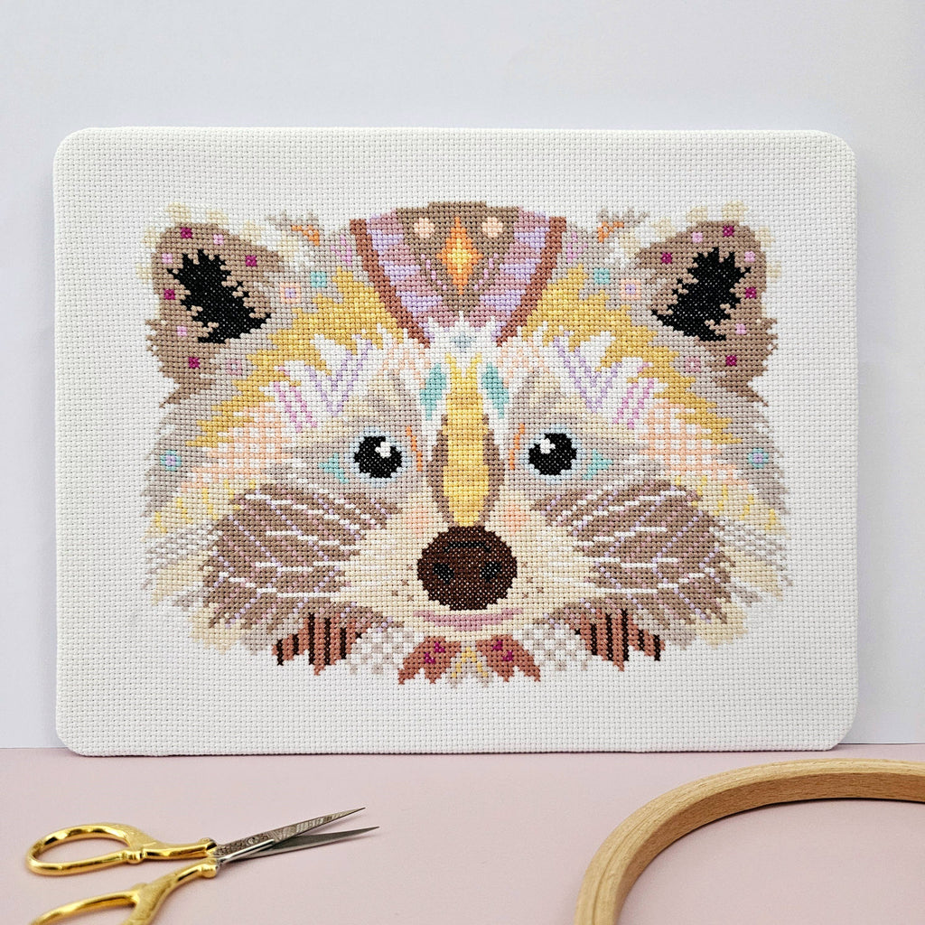 Mandala Raccoon cross stitch chart by Meloca Designs