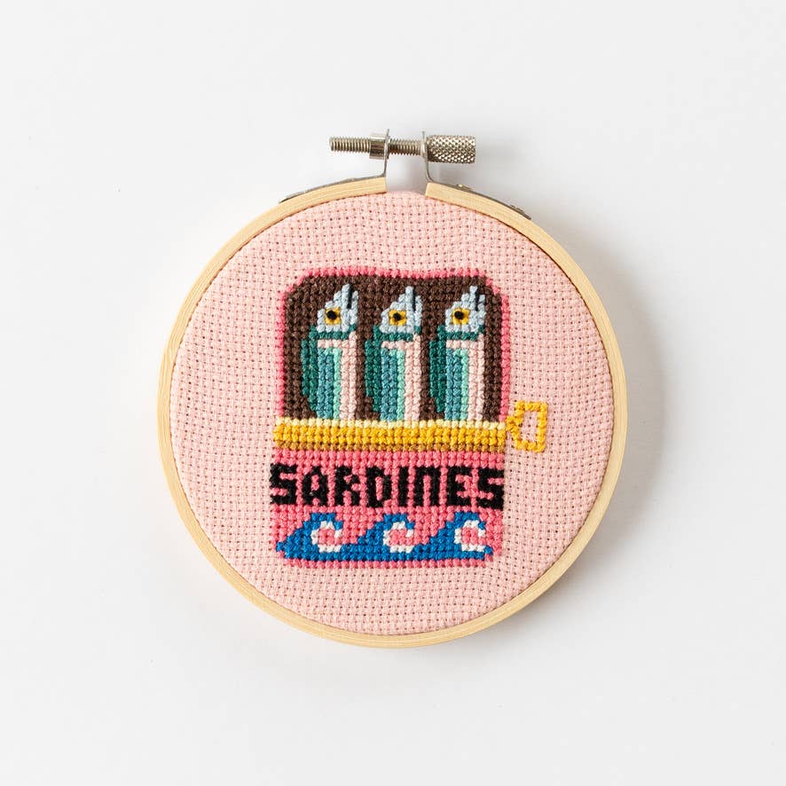 Sardines Cross Stitch Kit by Cotton Clara