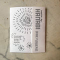 Hanabi visible mending transfer pack by Approved Textiles, four wash-away Japanese firework designs