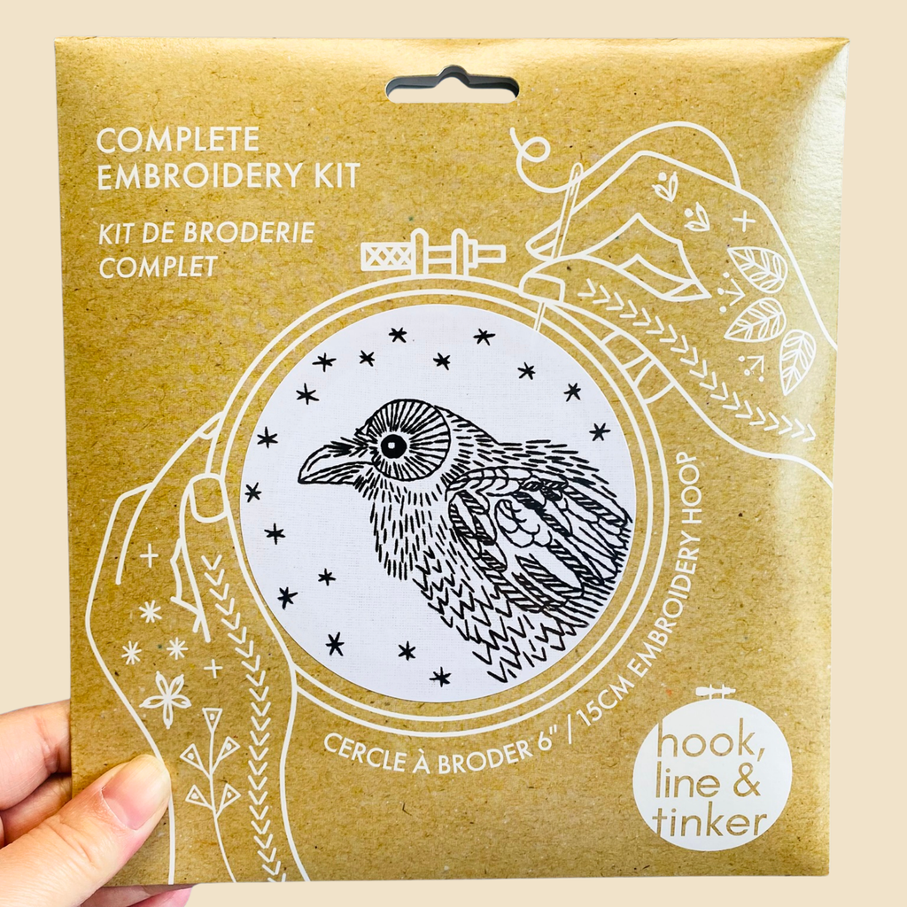 Raven Nevermore complete embroidery kit by Hook, Line & Tinker