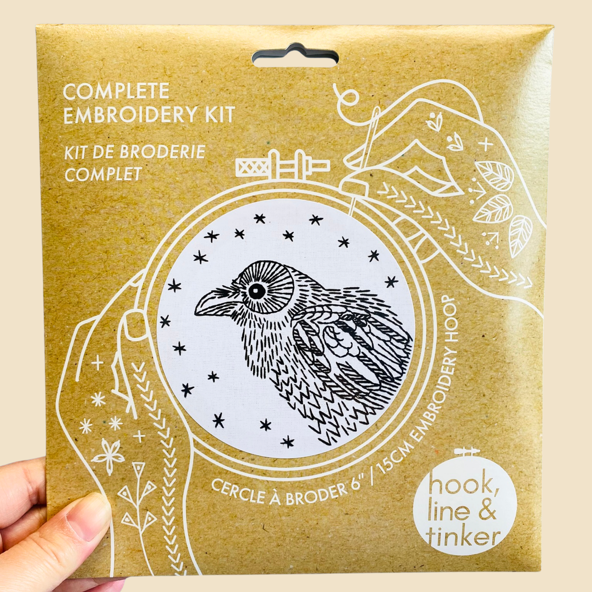 Raven Nevermore complete embroidery kit by Hook, Line & Tinker