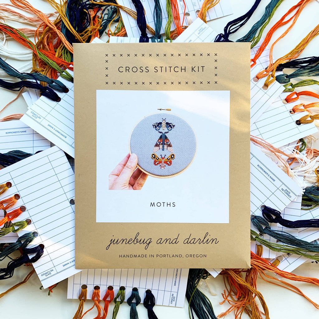 Moths cross stitch kit by Junebug and Darlin, view 3