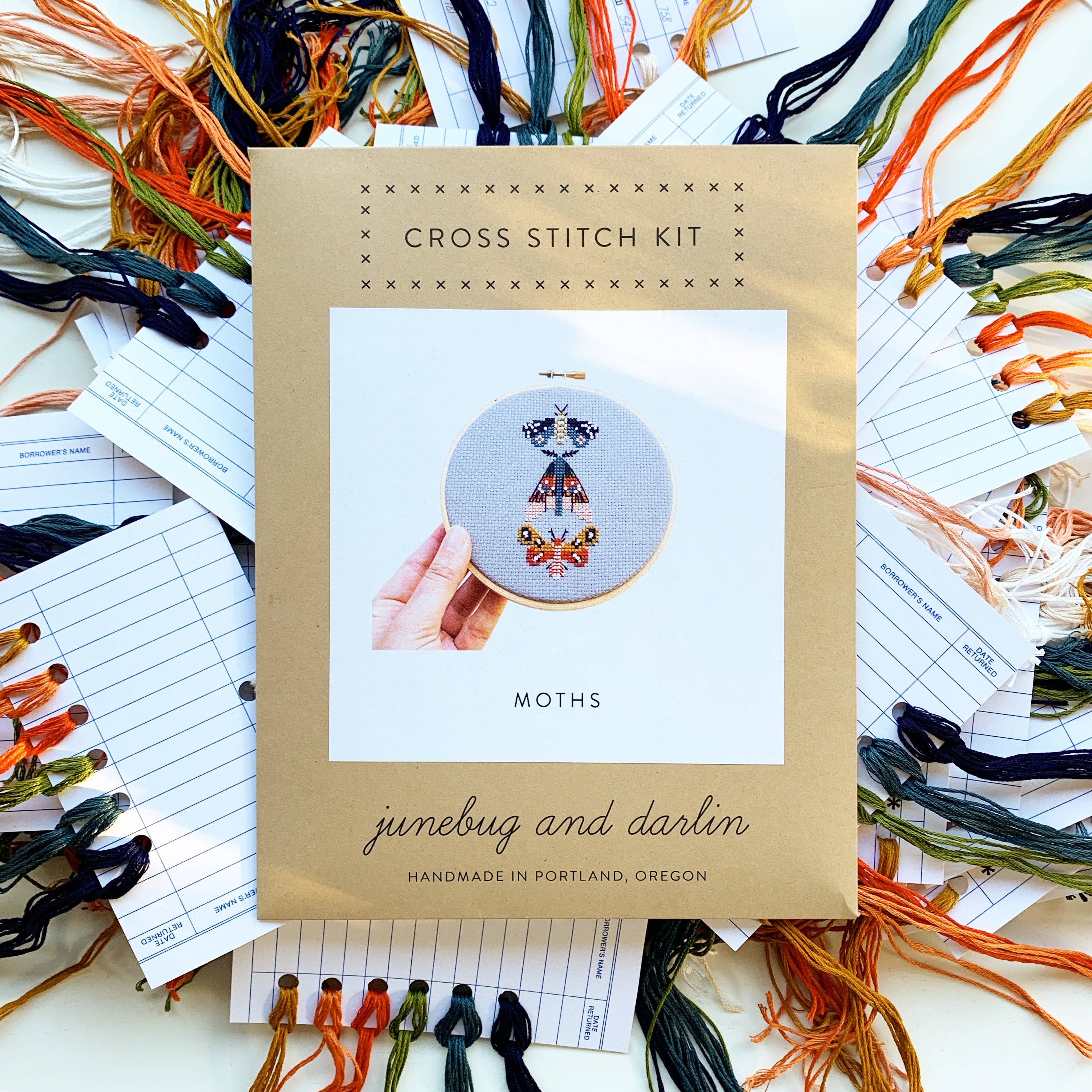 Moths cross stitch kit by Junebug and Darlin, view 3