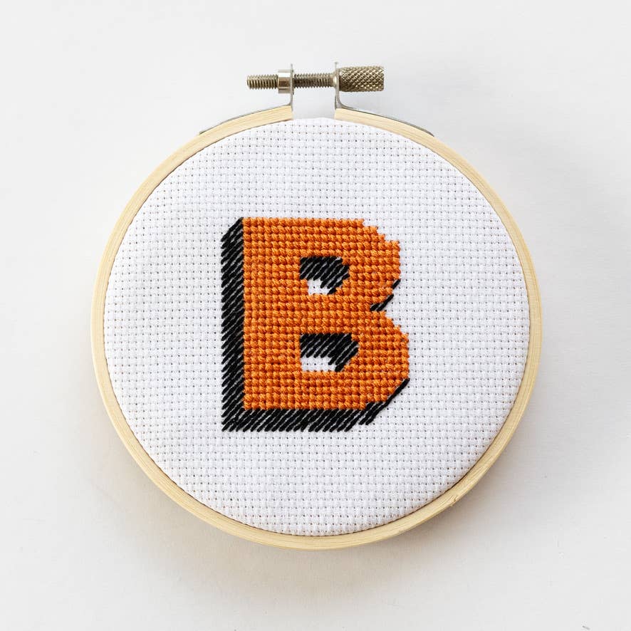 Drop Shadow Monogram Cross Stitch Kit by Cotton Clara