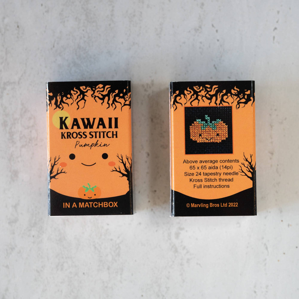 Kawaii Halloween Pumpkin mini cross stitch kit from The Stitch