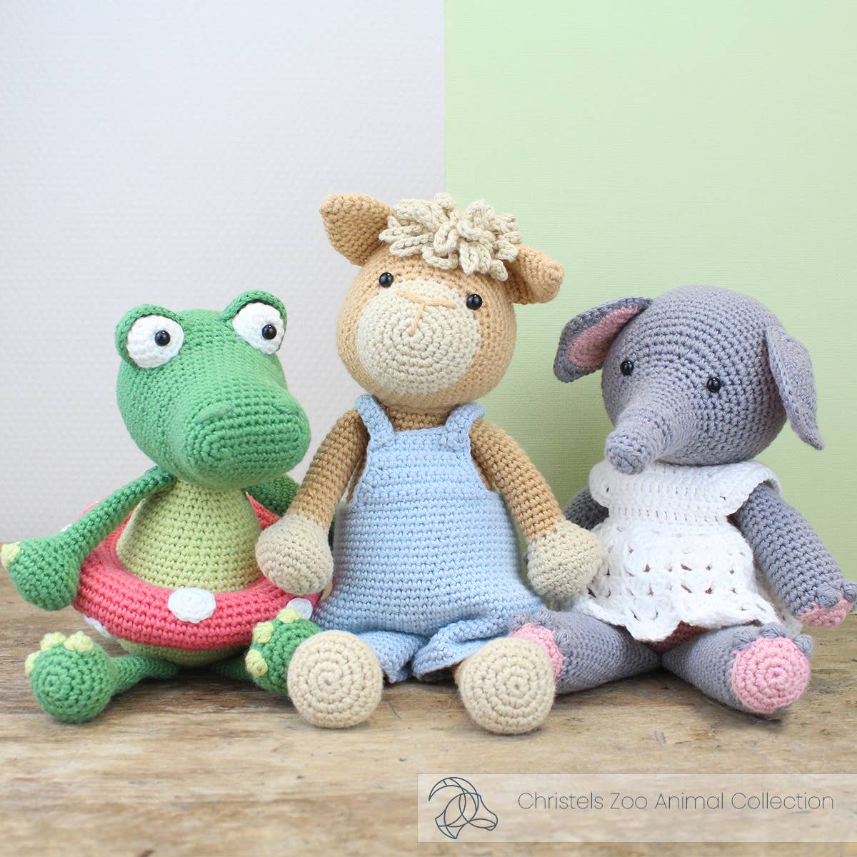 Klaas crocodile DIY amigurumi kit with pattern, yarn, stuffing and safety eyes