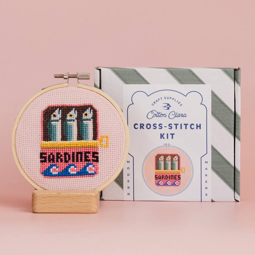 Sardines Cross Stitch Kit by Cotton Clara