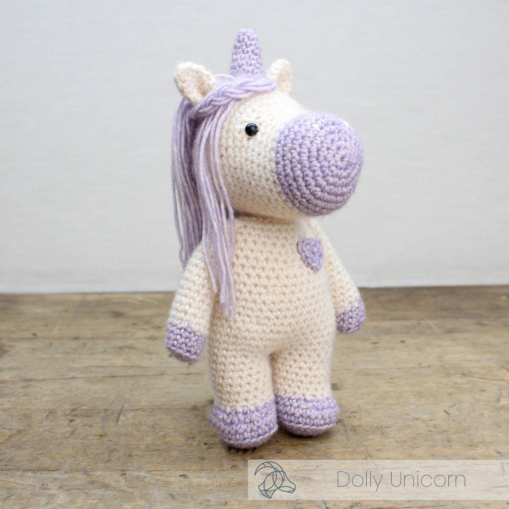 Dolly unicorn crochet kit, 20 cm finished amigurumi unicorn