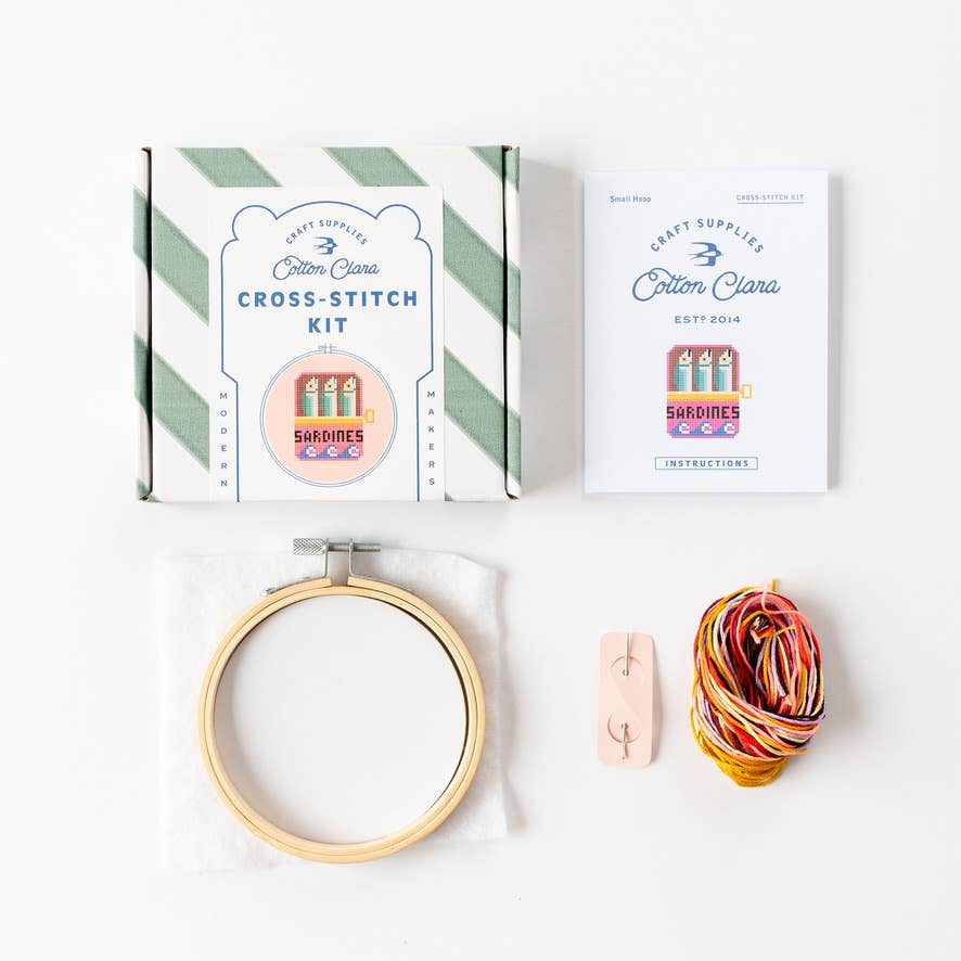 Sardines Cross Stitch Kit by Cotton Clara