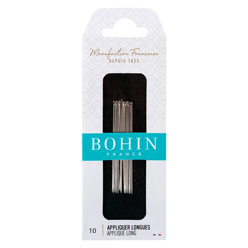 Bohin long appliqué needles size 10, a pack of 15 made in France