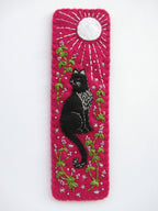 Finished black cat felt bookmark, about 18 cm long