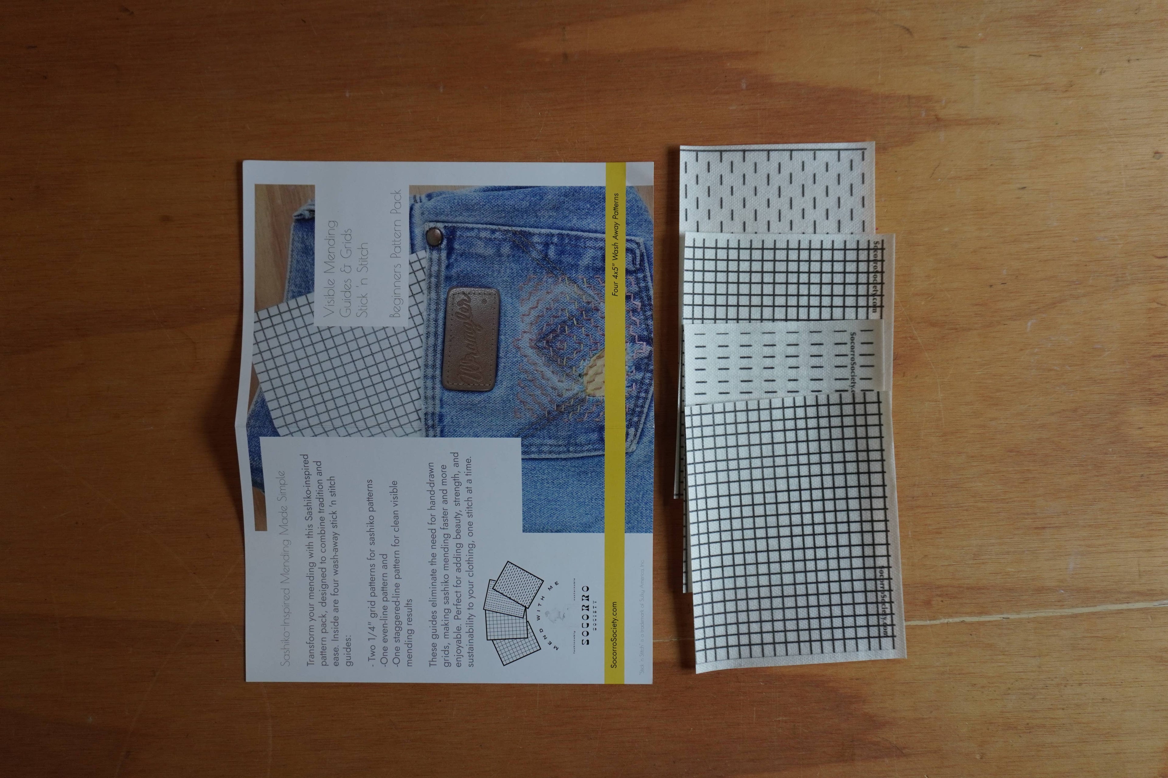 Socorro Society Visible Mending Stick N' Stitch Patterns- Beginners Starter Pack