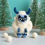 Mini needle felted yeti made from British wool tops
