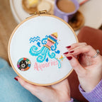 Stellar Signs zodiac cross stitch kit by Caterpillar Cross Stitch, stitched in 13 DMC shades