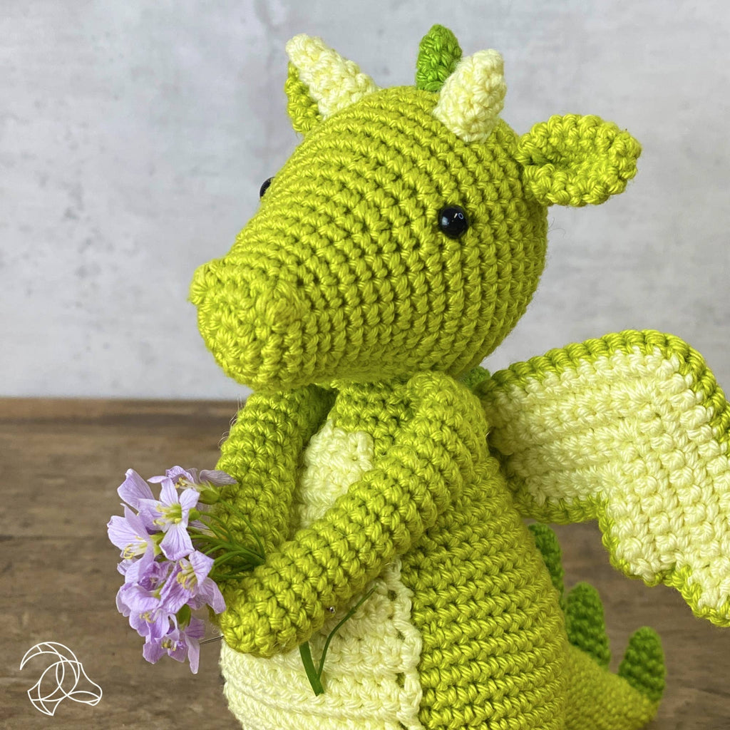 Doris dragon amigurumi crochet kit, 100% organic cotton yarn